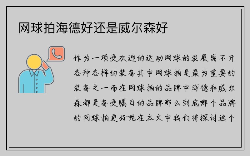 网球拍海德好还是威尔森好