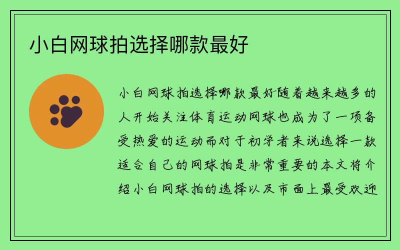 小白网球拍选择哪款最好