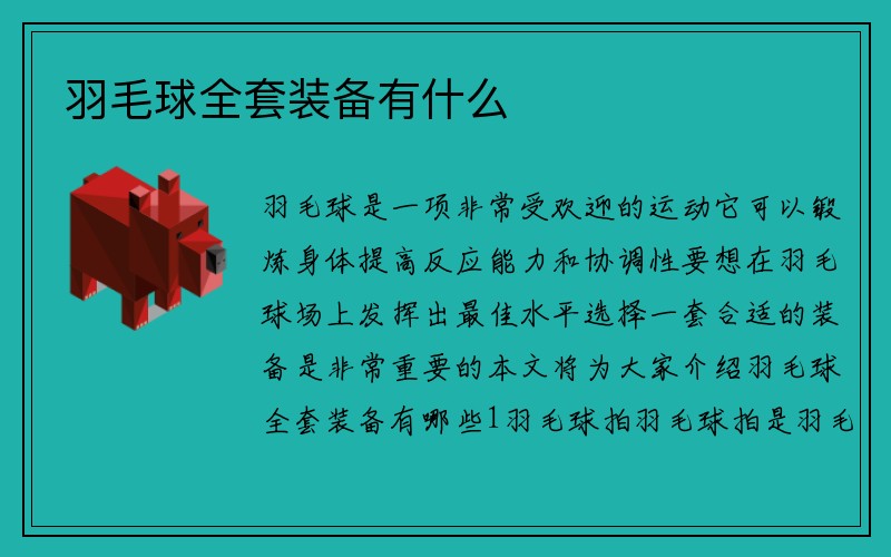 羽毛球全套装备有什么